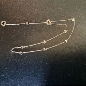 Tiffany & Co Mint Sterling Silver Link lariat Heart Necklace Pendant. Authentic